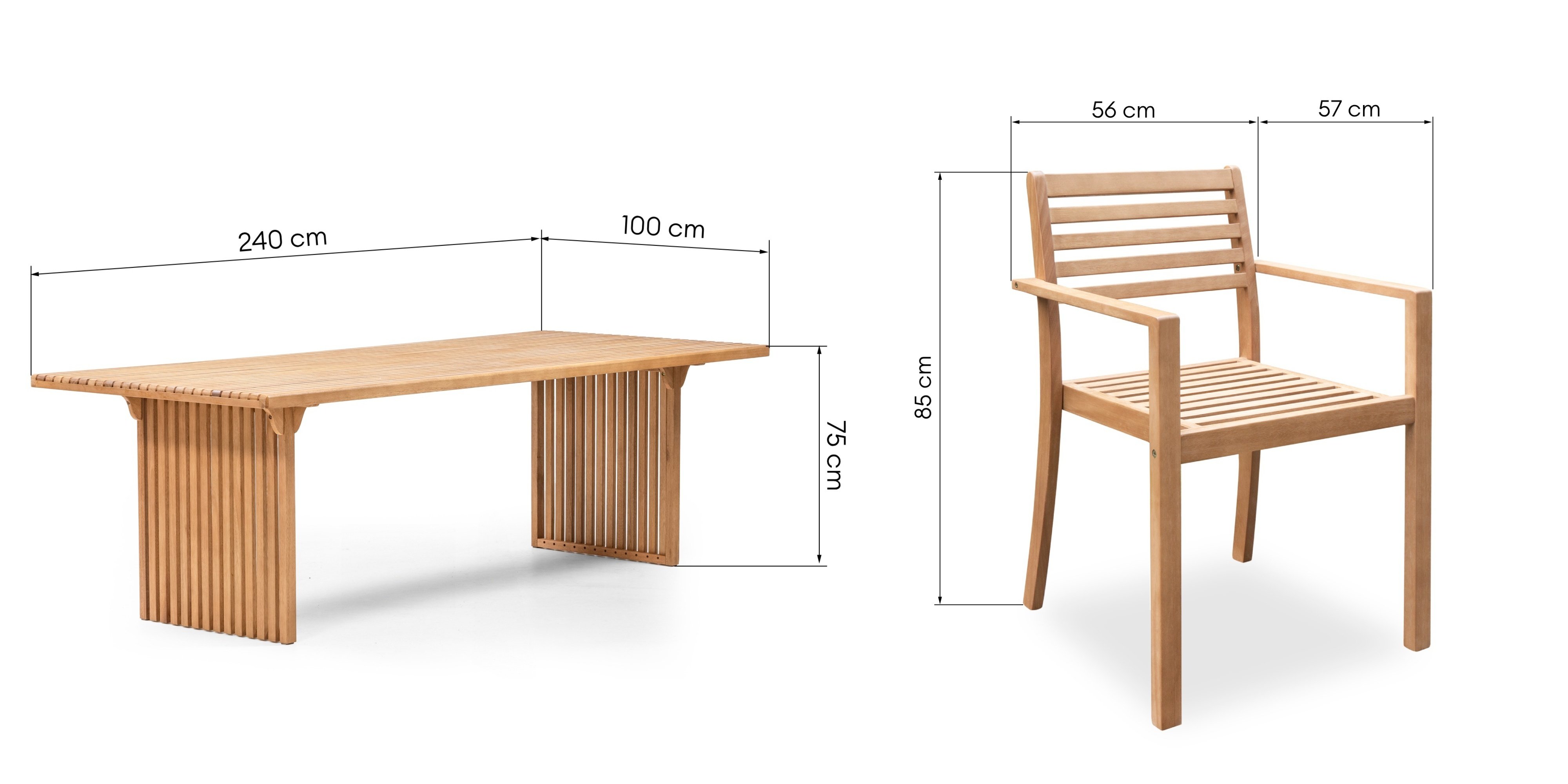 Zestaw ogrodowy Familis ll stół + 8 krzeseł, teak look, drewno eukaliptusowe