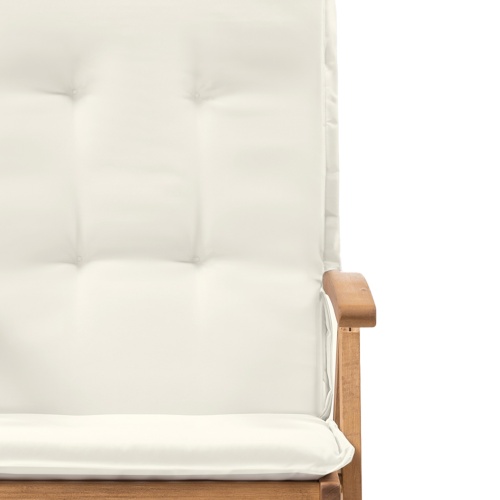 Krzesło ogrodowe Familis z regulowanym oparciem i kremową poduszką, teak look, drewno eukaliptusowe