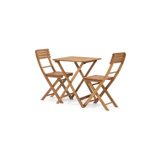 Zestaw ogrodowy Familis stolik + 2 krzesła, teak look, drewno eukaliptusowe