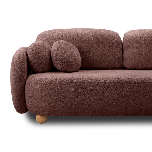 Sofa rozkładana Formosa z pojemnikiem, terakota, boucle, nóżki kulki