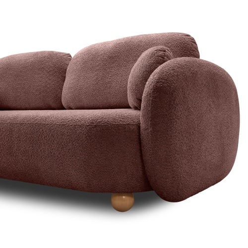 Sofa rozkładana Formosa z pojemnikiem, terakota, boucle, nóżki kulki