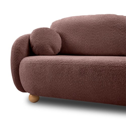 Sofa rozkładana Formosa z pojemnikiem, terakota, boucle, nóżki kulki