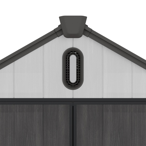 Domek ogrodowy Bob z dwuspadowym dachem i podłogą, 239x239 cm, 5,47 m², czarny/szary