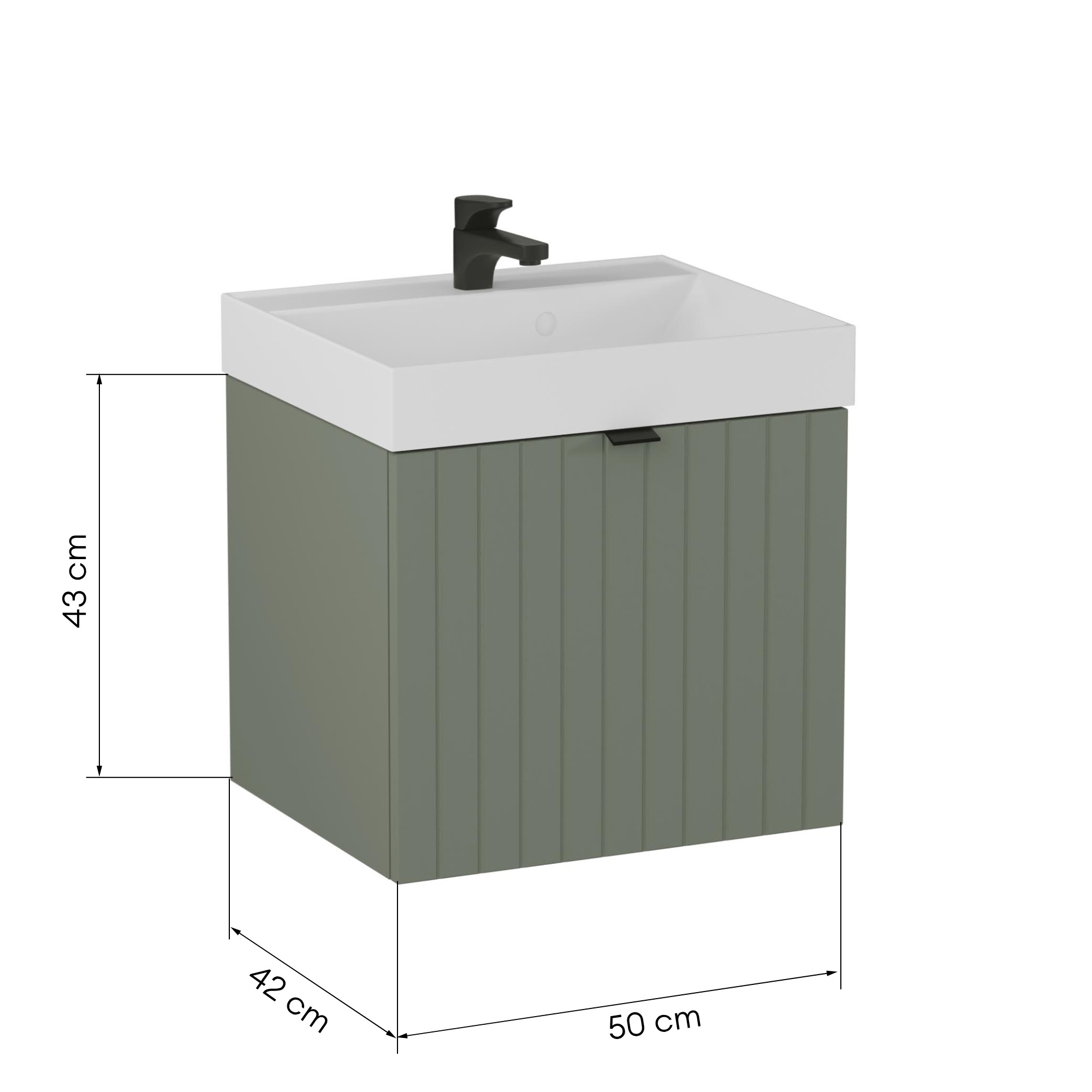 Szafka pod umywalkę Harmo 50 cm szałwiowa, ryflowana