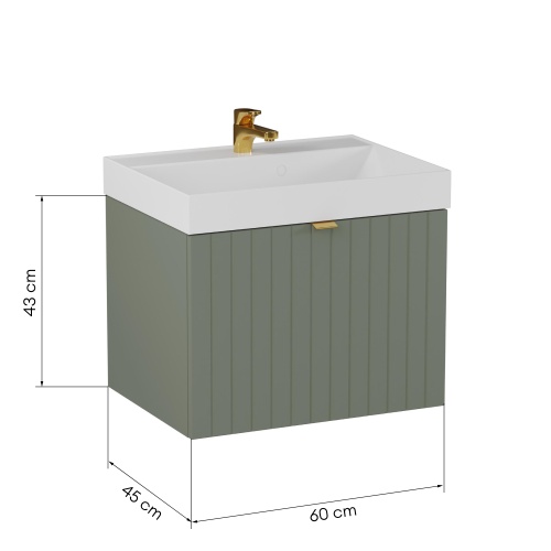 Szafka pod umywalkę Harmo 60 cm szałwiowa, ryflowana