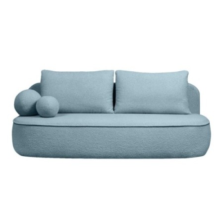 Sofa z funkcją spania i pojemnikiem Bella niebieska, boucle