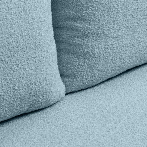 Sofa z funkcją spania i pojemnikiem Bella niebieska, boucle