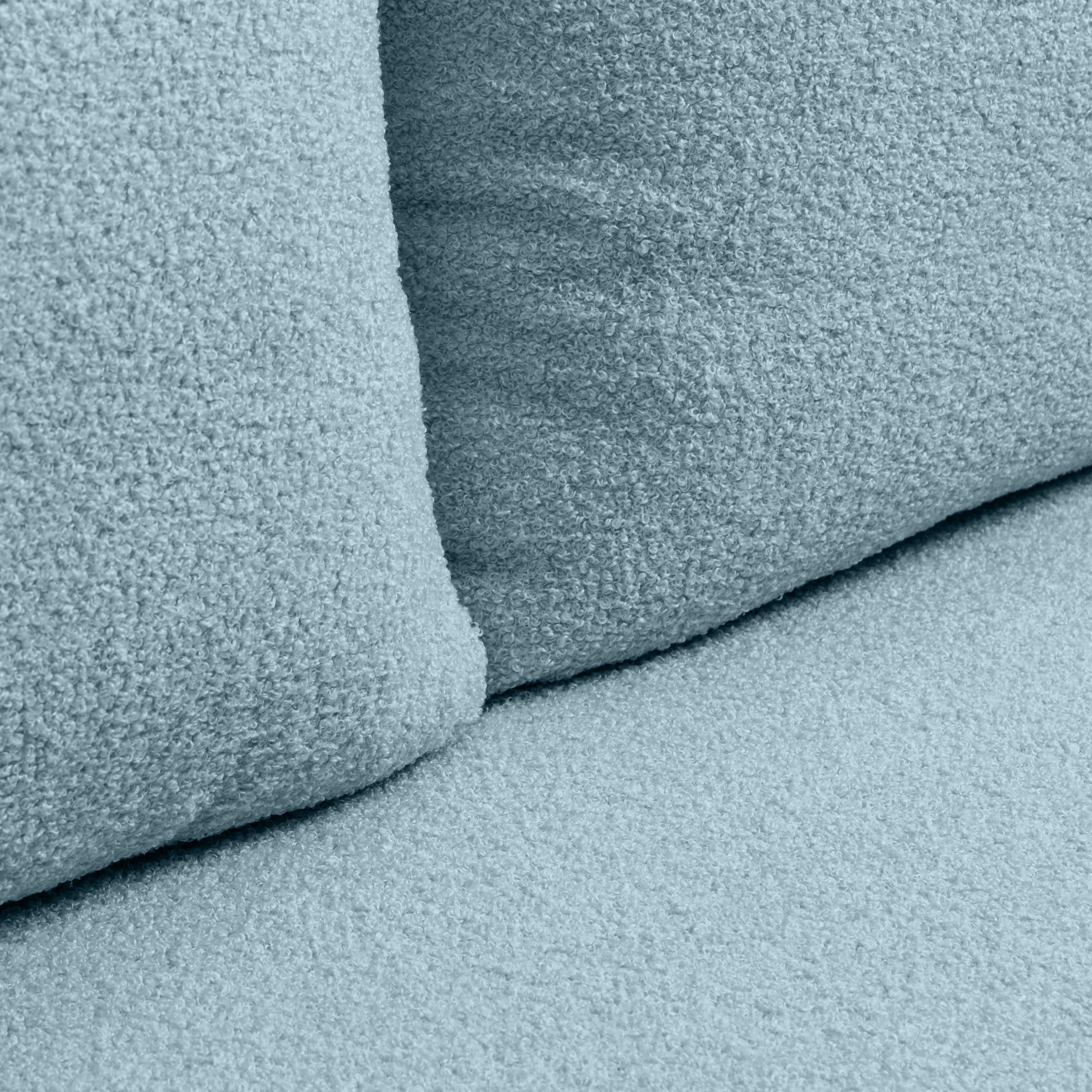 Sofa z funkcją spania i pojemnikiem Bella niebieska, boucle