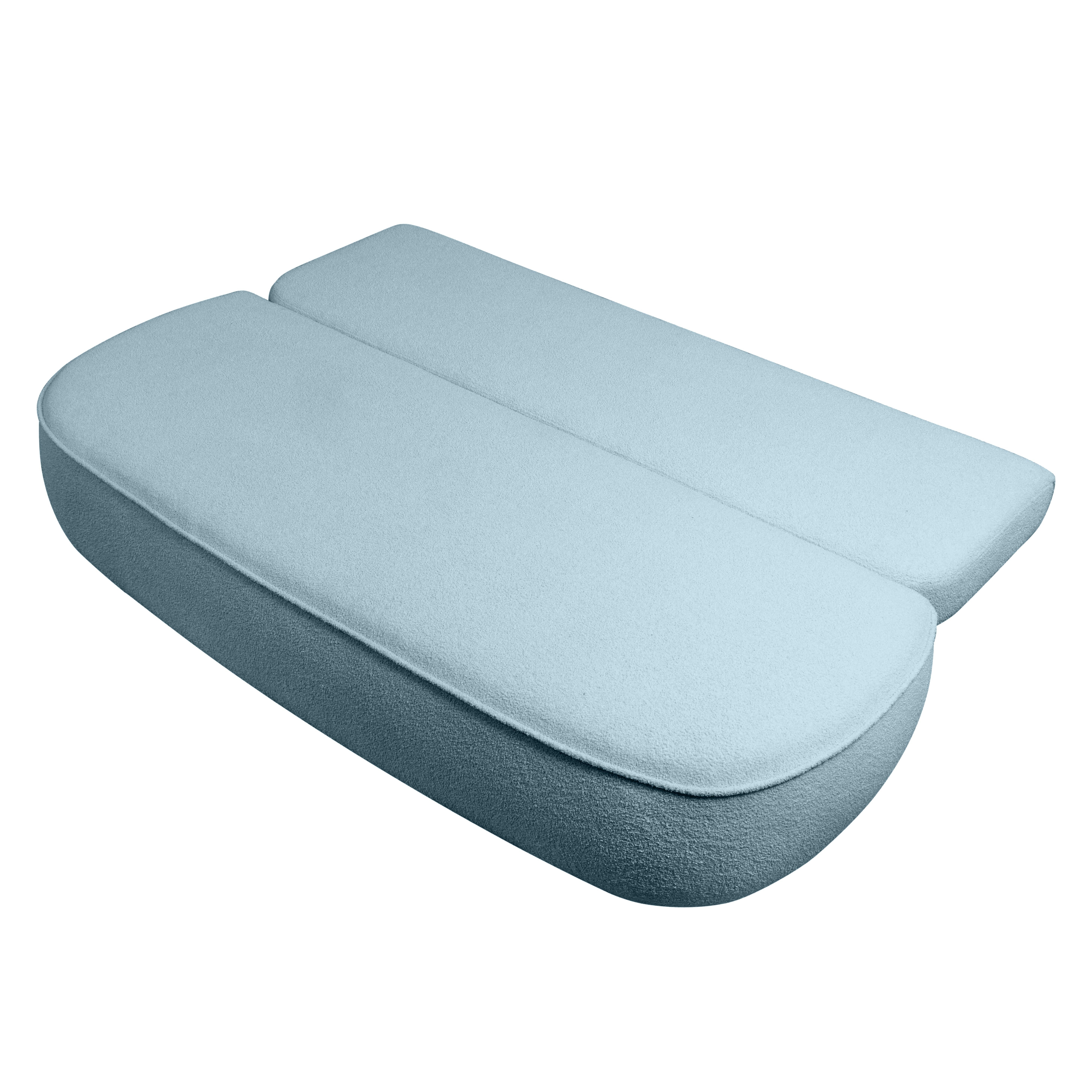 Sofa z funkcją spania i pojemnikiem Bella niebieska, boucle