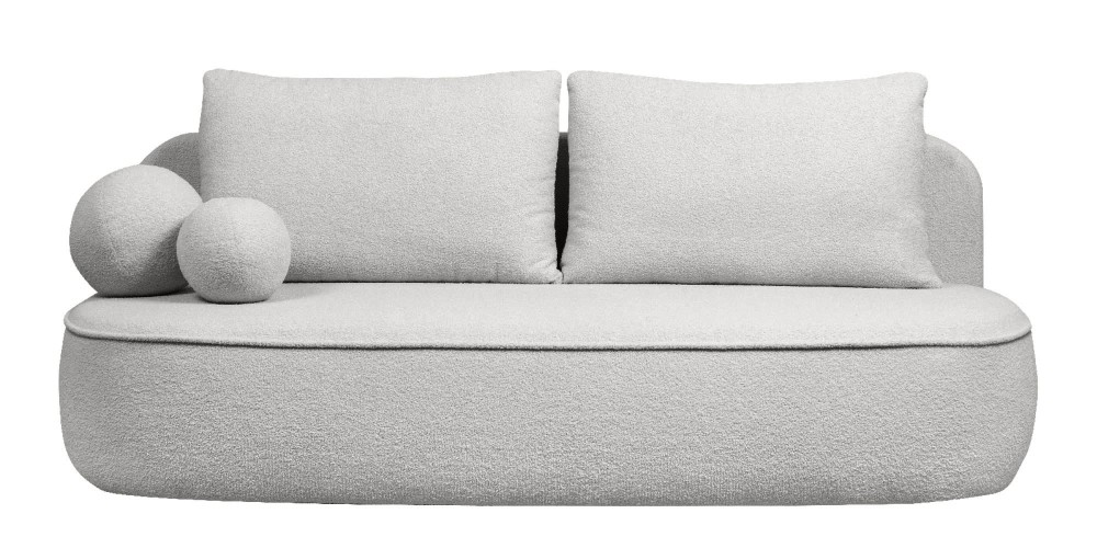 Sofa z funkcją spania i pojemnikiem Bella jasnoszara, boucle