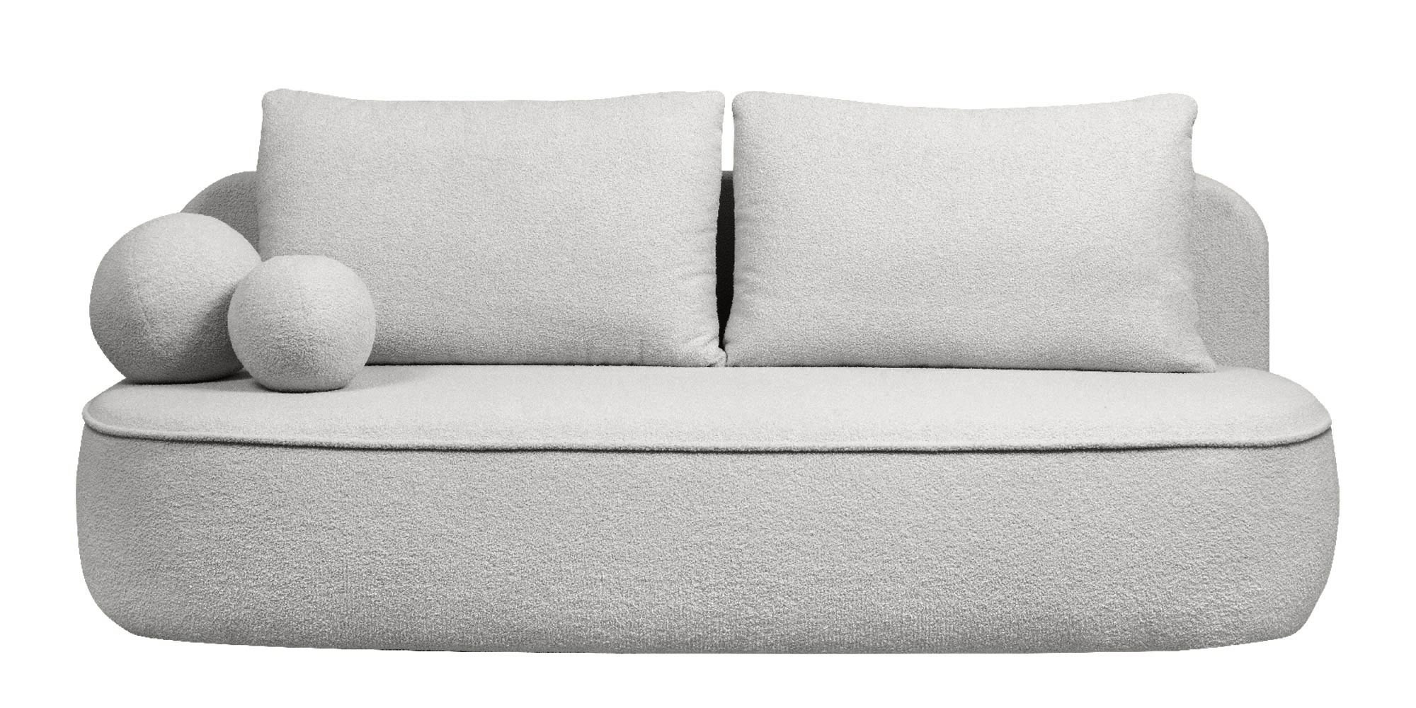 Sofa z funkcją spania i pojemnikiem Bella jasnoszara, boucle