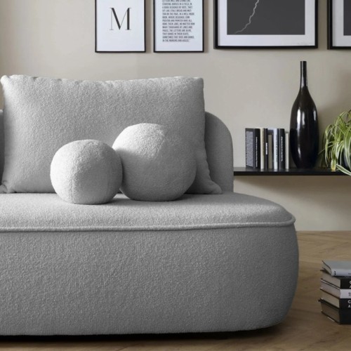 Sofa z funkcją spania i pojemnikiem Bella jasnoszara, boucle