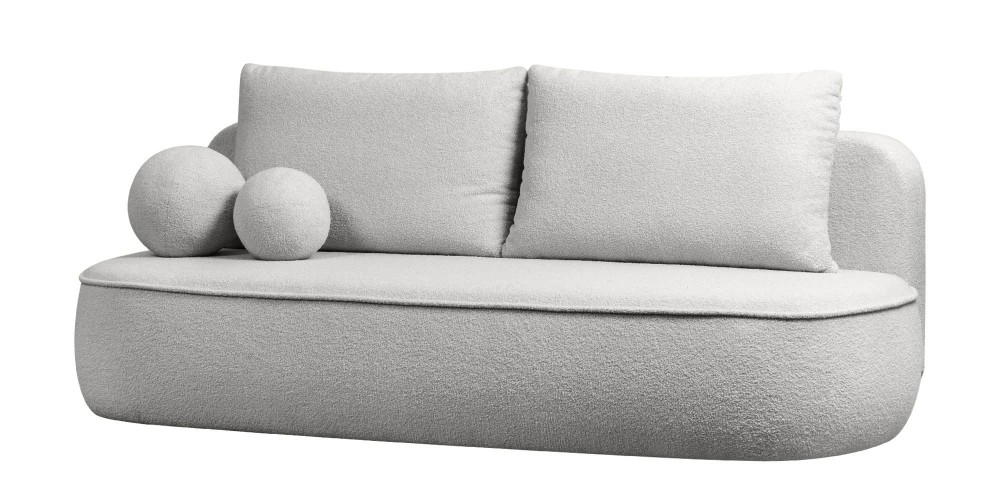 Sofa z funkcją spania i pojemnikiem Bella jasnoszara, boucle
