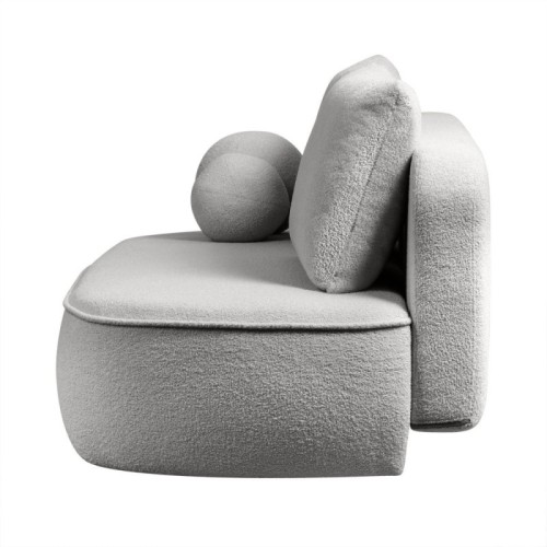 Sofa z funkcją spania i pojemnikiem Bella jasnoszara, boucle