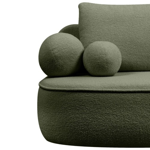 Sofa z funkcją spania i pojemnikiem Bella ciemnozielona, boucle