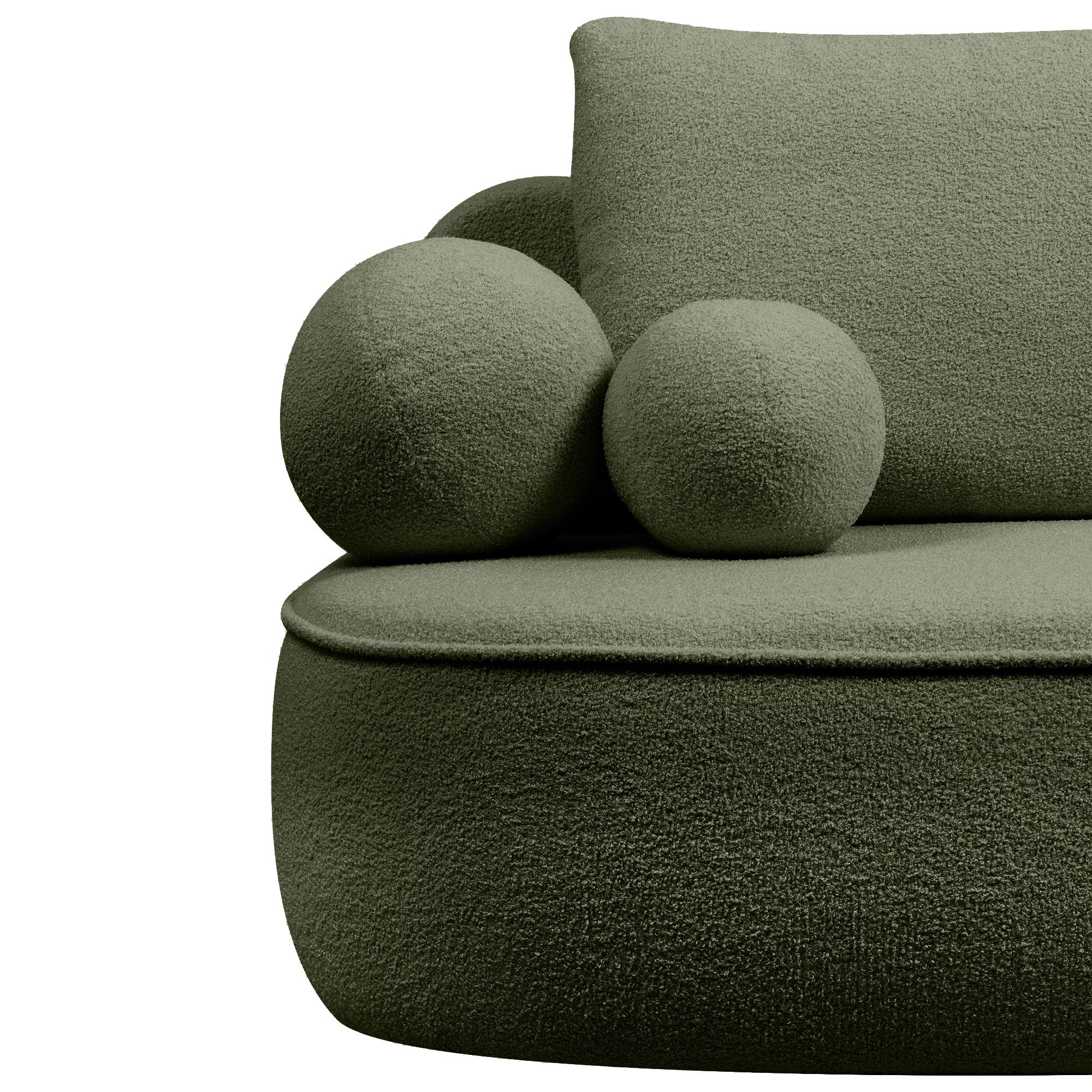 Sofa z funkcją spania i pojemnikiem Bella ciemnozielona, boucle