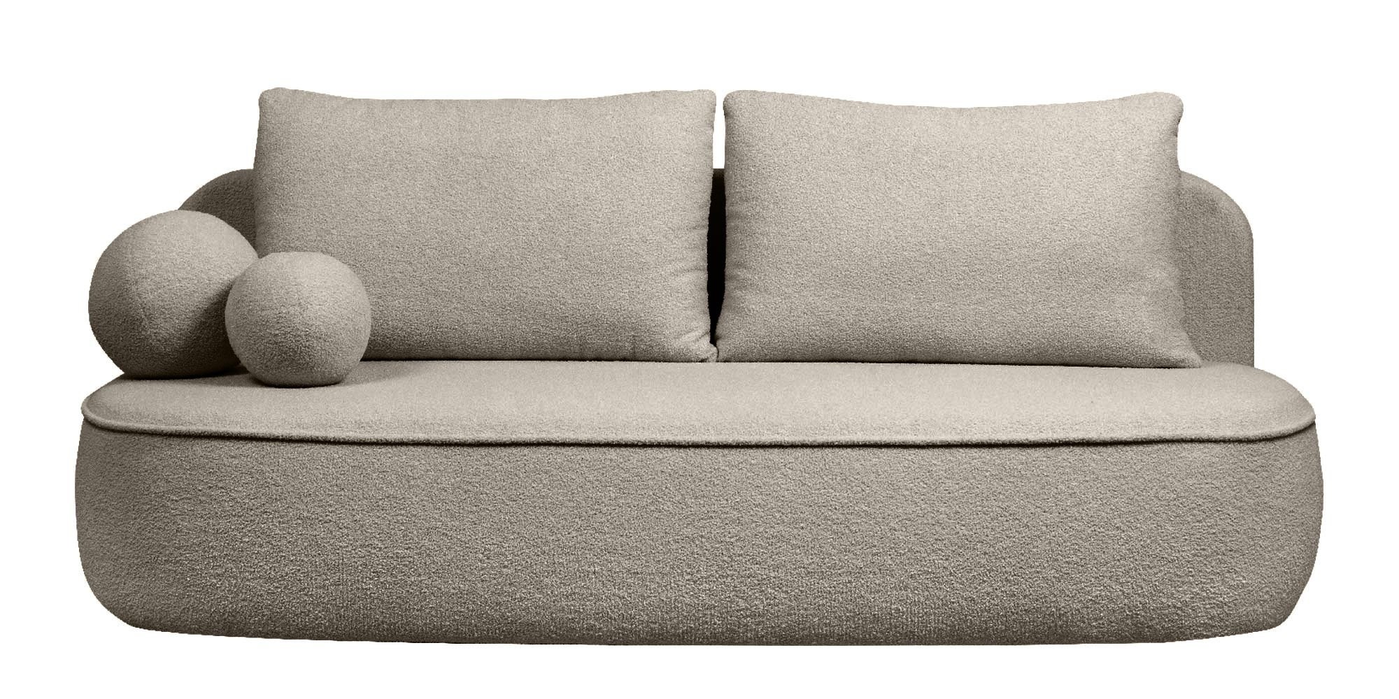 Sofa z funkcją spania i pojemnikiem Bella brązowoszara, boucle