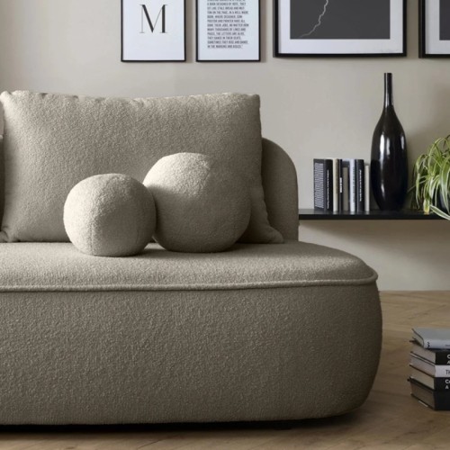 Sofa z funkcją spania i pojemnikiem Bella brązowoszara, boucle
