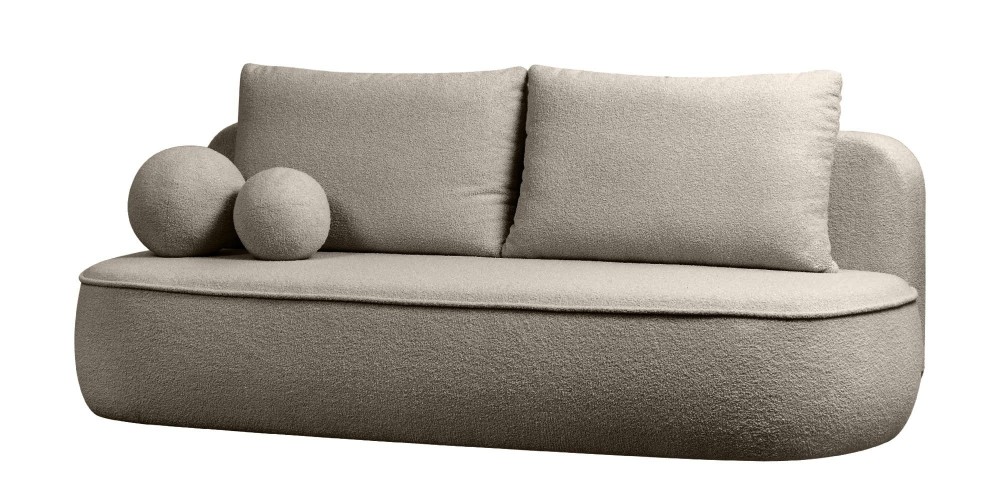 Sofa z funkcją spania i pojemnikiem Bella brązowoszara, boucle