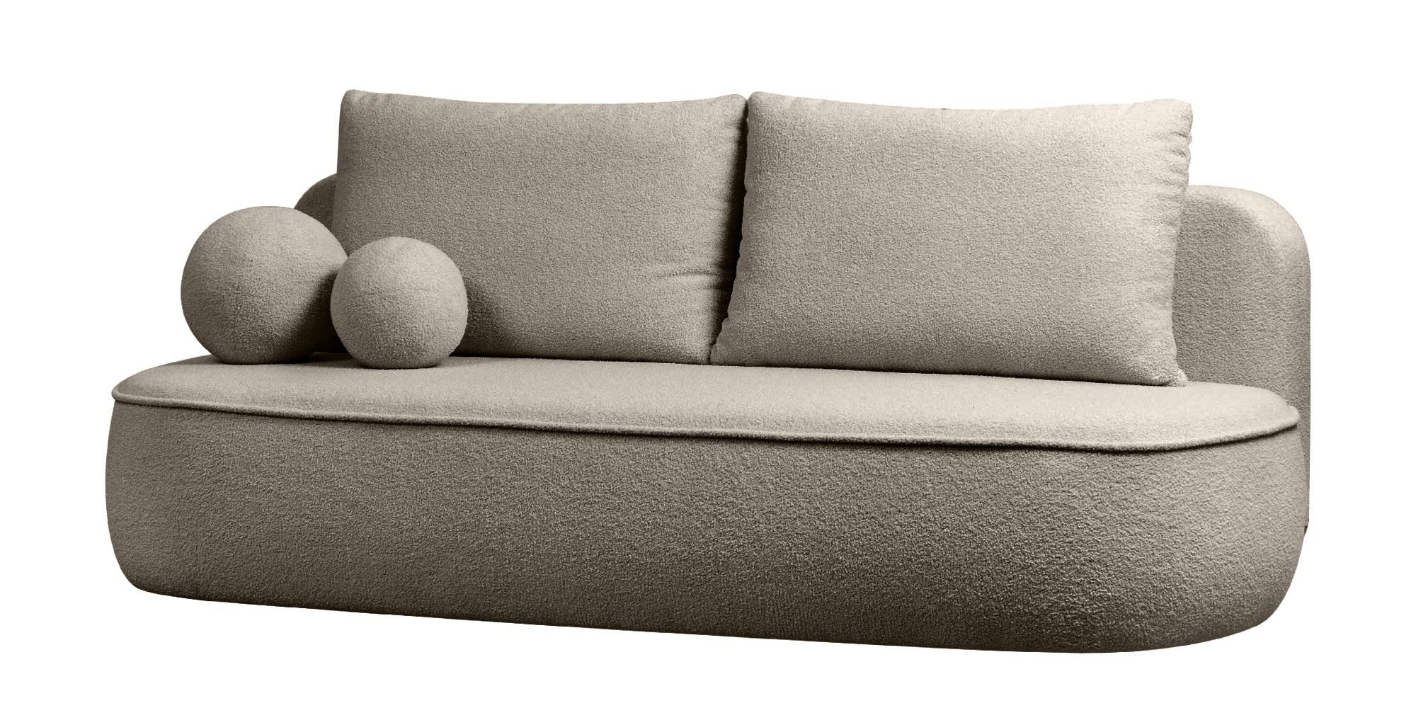 Sofa z funkcją spania i pojemnikiem Bella brązowoszara, boucle