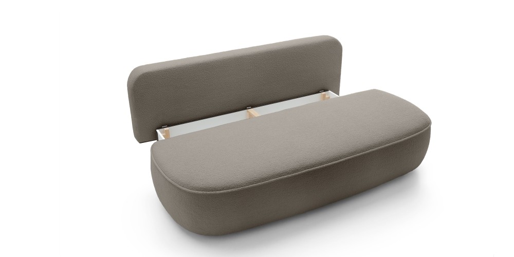 Sofa z funkcją spania i pojemnikiem Bella brązowoszara, boucle