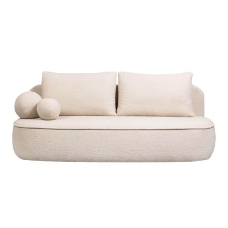 Sofa rozkładana z pojemnikiem Bella jasnobeżowa, boucle