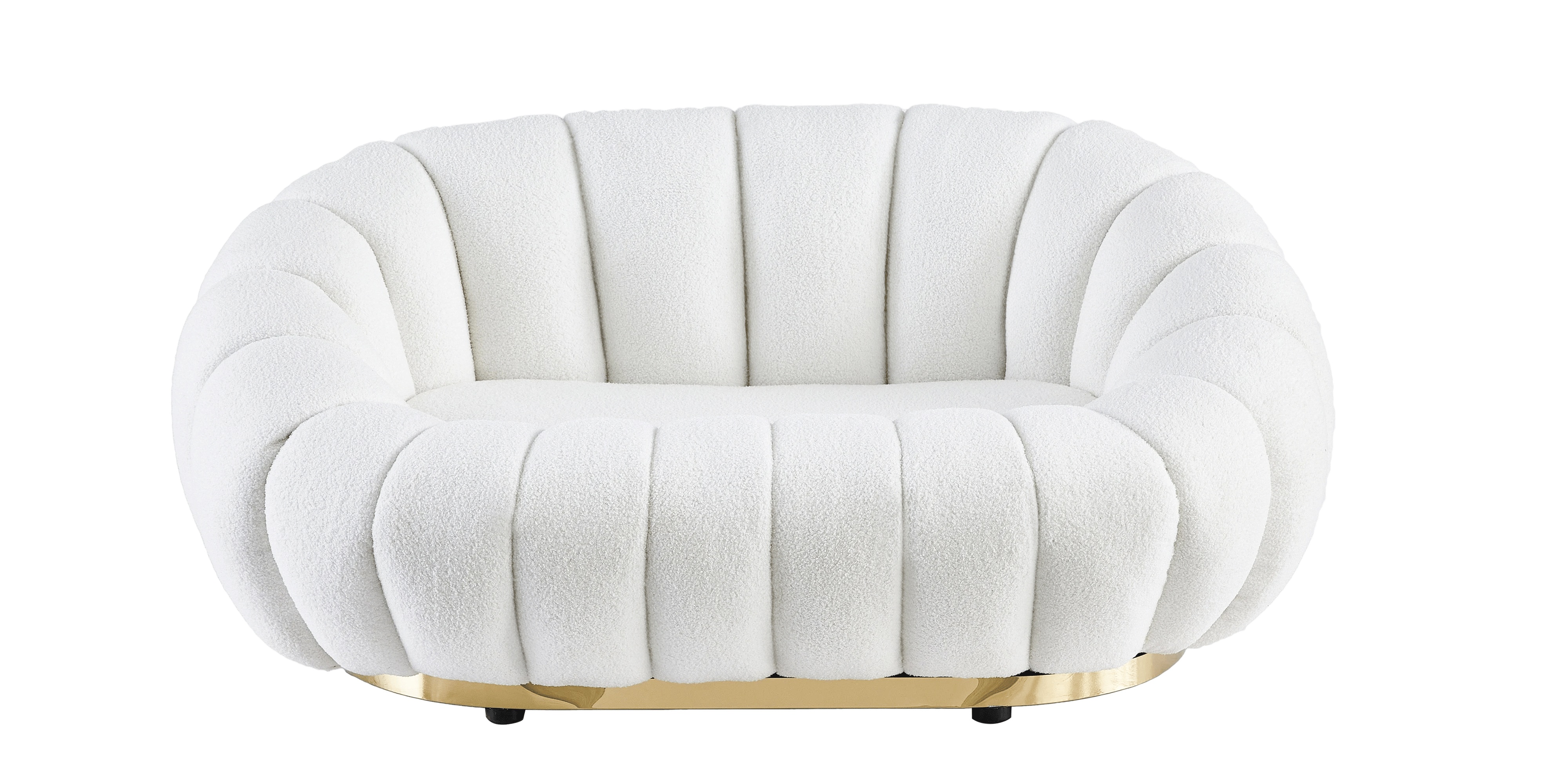 Sofa 2-osobowa Firenze biała, boucle, obłe kształty