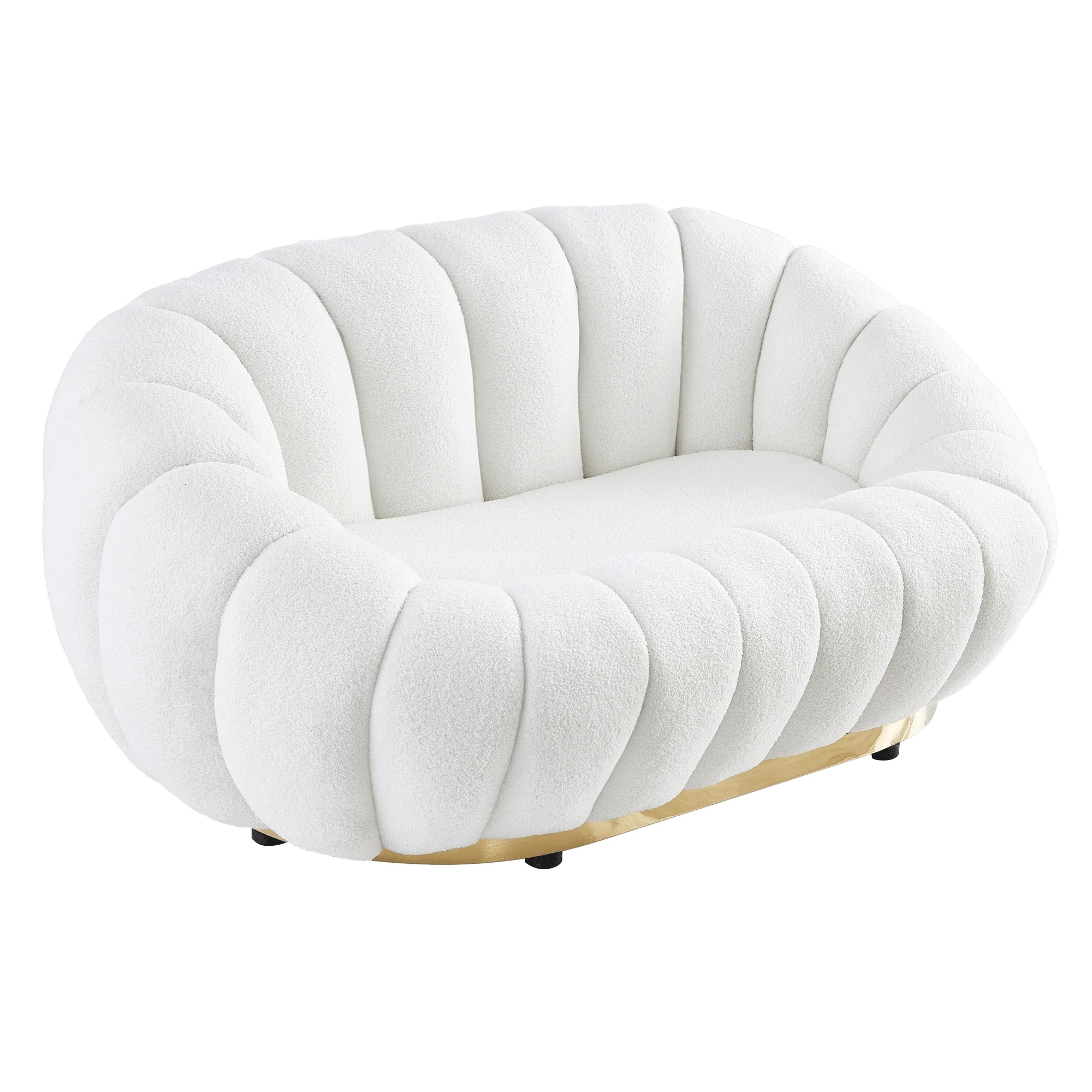 Sofa 2-osobowa Firenze biała, boucle, obłe kształty