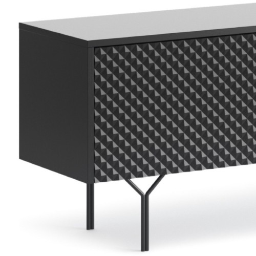 Szafka RTV Raven frezowany front 3D, czarny grafit
