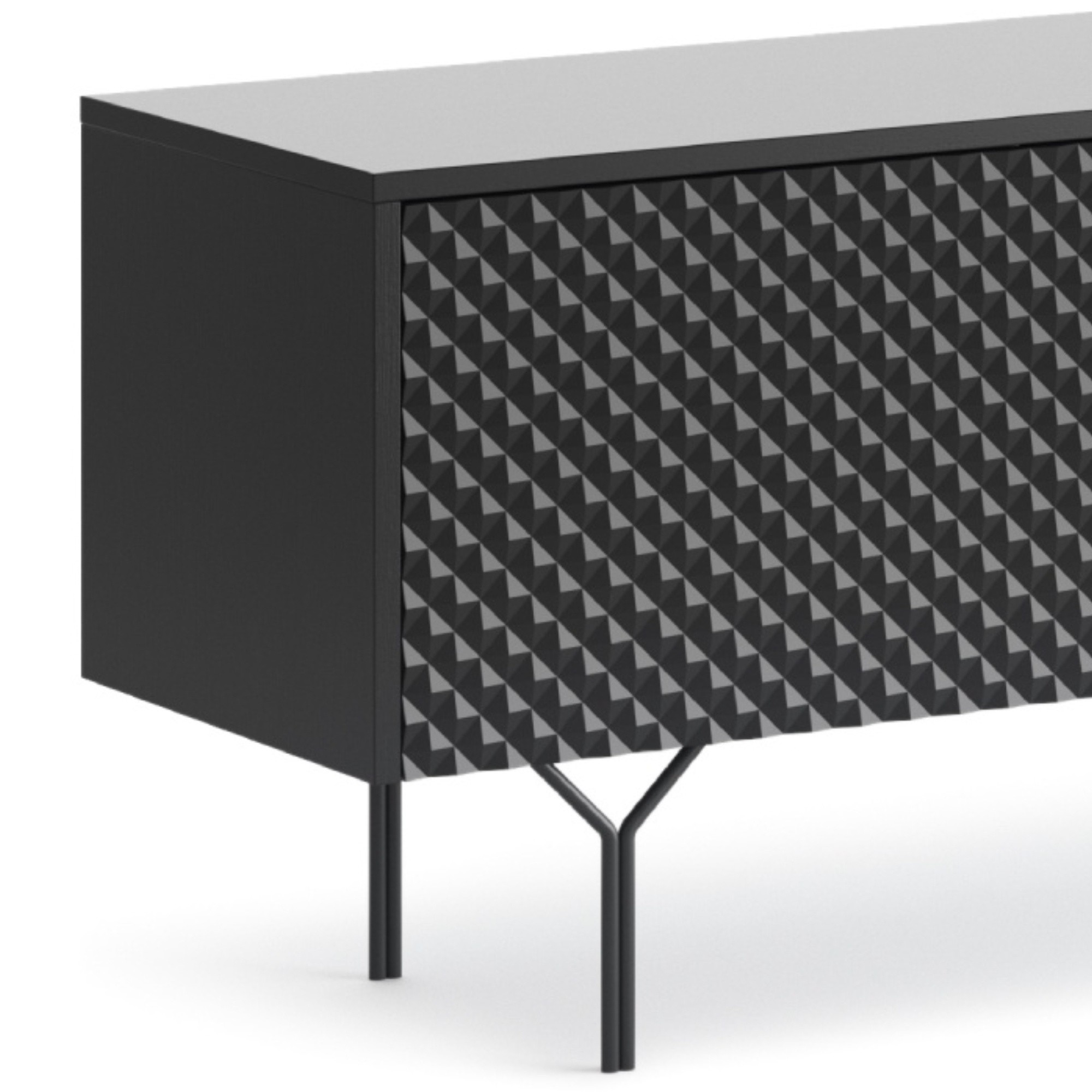 Szafka RTV Raven frezowany front 3D, czarny grafit