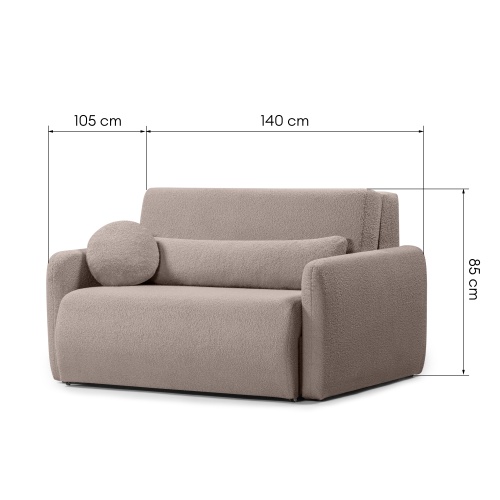 Sofa z funkcją spania i pojemnikiem Diosa, brązowoszara, boucle