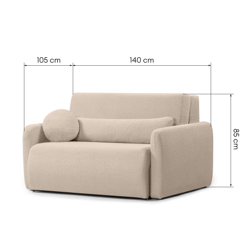 Sofa z funkcją spania i pojemnikiem Diosa, jasnobeżowa, boucle