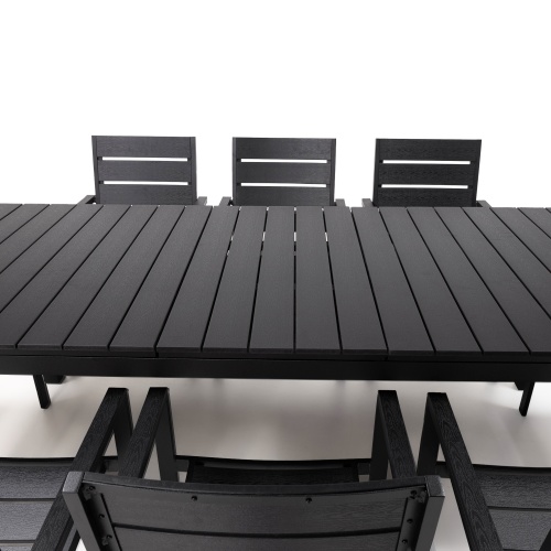 Zestaw ogrodowy Machio stół rozkładany 200-300 cm + 8 krzeseł, aluminiowy, czarny, polywood