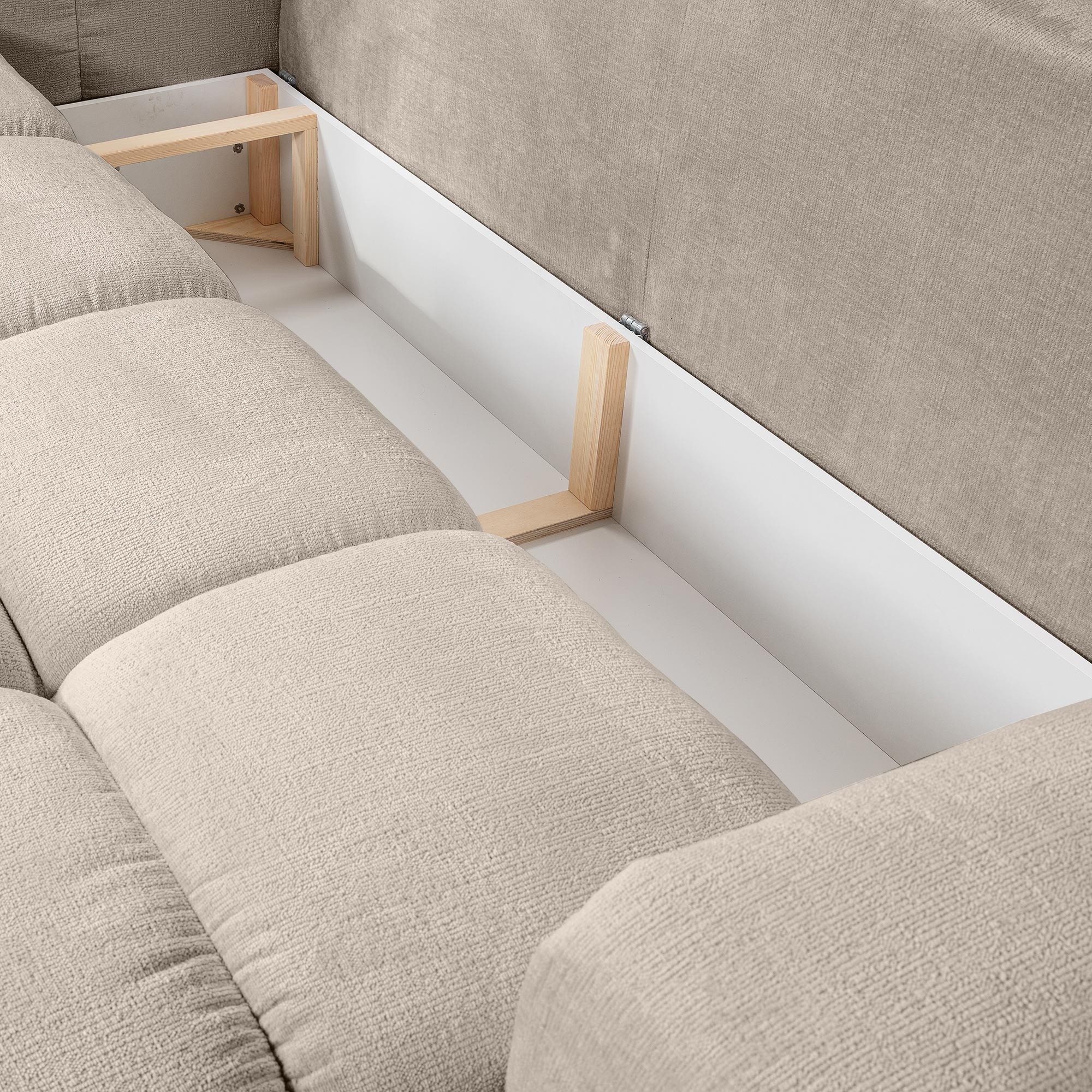 Sofa z funkcją spania i pojemnikiem Soho, beżowa