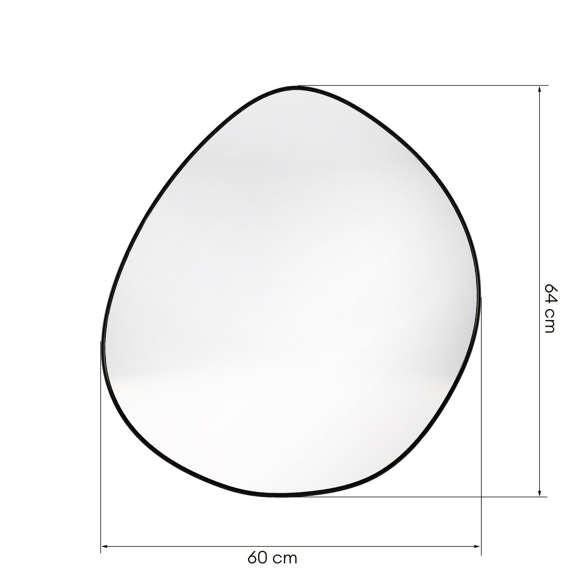 Lustro wiszące w czarnej ramie Alonzo, 64x60 cm, nieregularny kształt