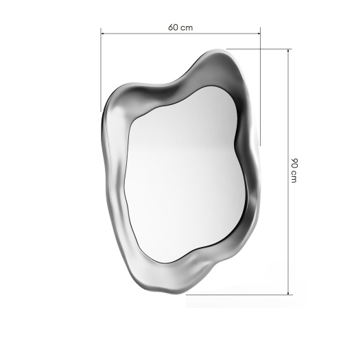 Lustro wiszące Leonardo, 60x90 cm, nieregularny kształt, srebrne