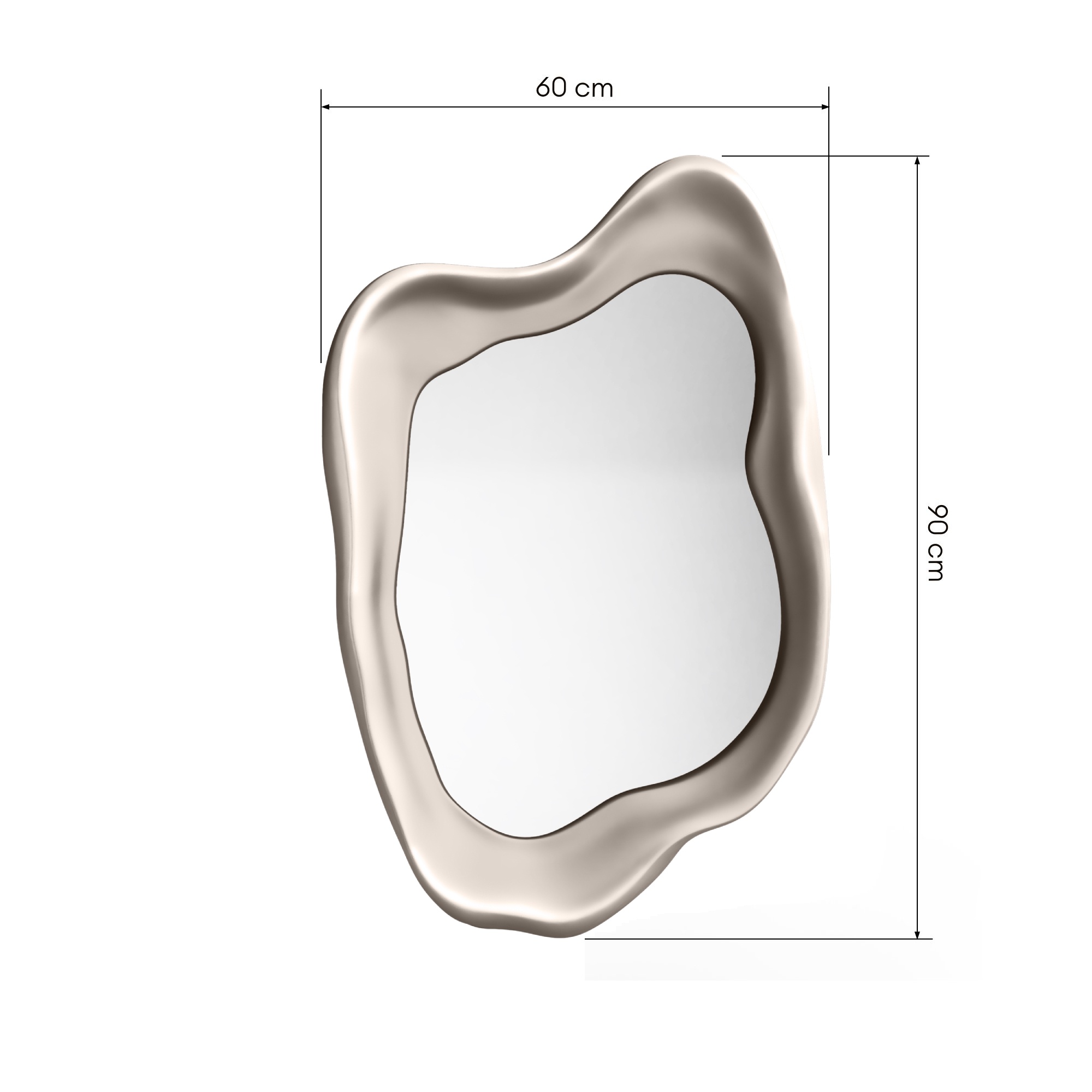 Lustro wiszące Leonardo, 60x90 cm, nieregularny kształt, szarobeżowe
