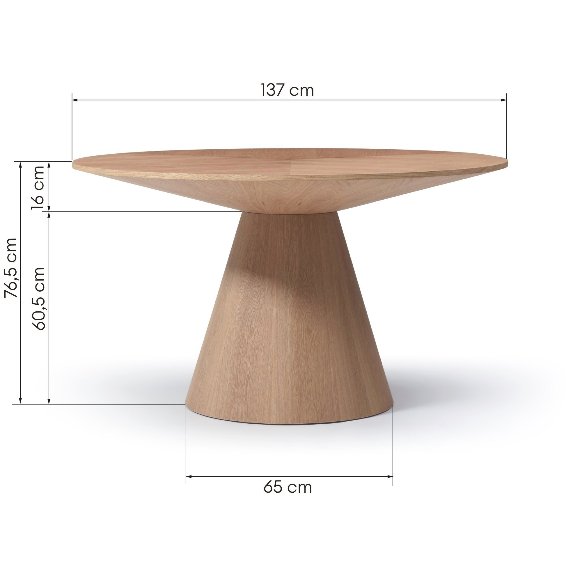 Stół do jadalni Kiruna, 137 cm, okrągły, dąb naturalny