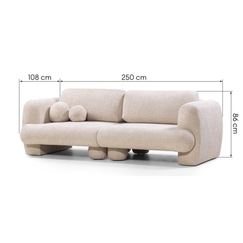 Sofa dwuosobowa Fragola, modułowa, obłe kształty