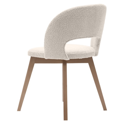 Krzesło tapicerowane Caspian, białe, drewniane nóżki