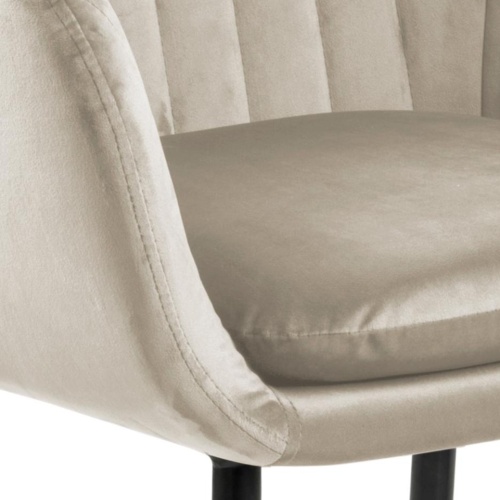 Krzesło do salonu Emilia welurowe beżowe/czarne nogi