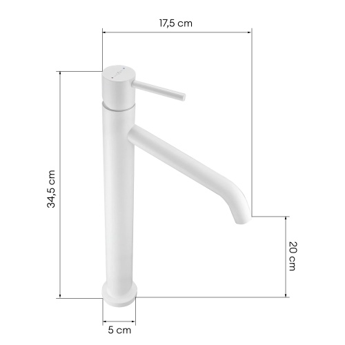 Bateria umywalkowa stojąca Milano wysoka, biała