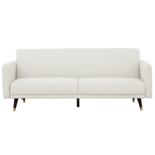 Sofa rozkładana Temmelig kremowa, boucle/czarne nóżki