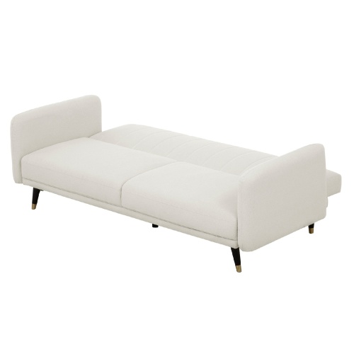 Sofa rozkładana Temmelig kremowa, boucle/czarne nóżki