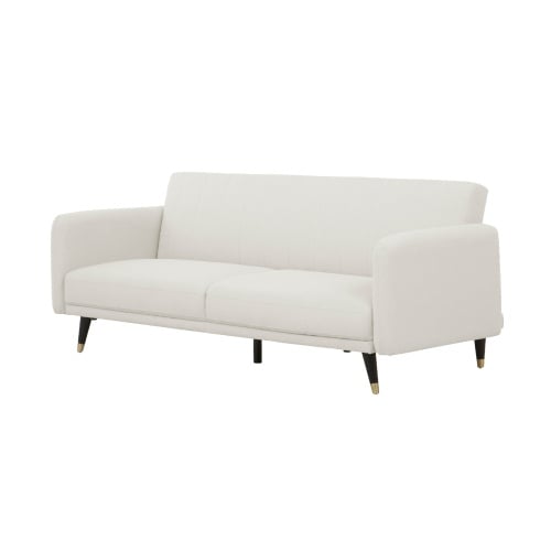 Sofa rozkładana Temmelig kremowa, boucle/czarne nóżki