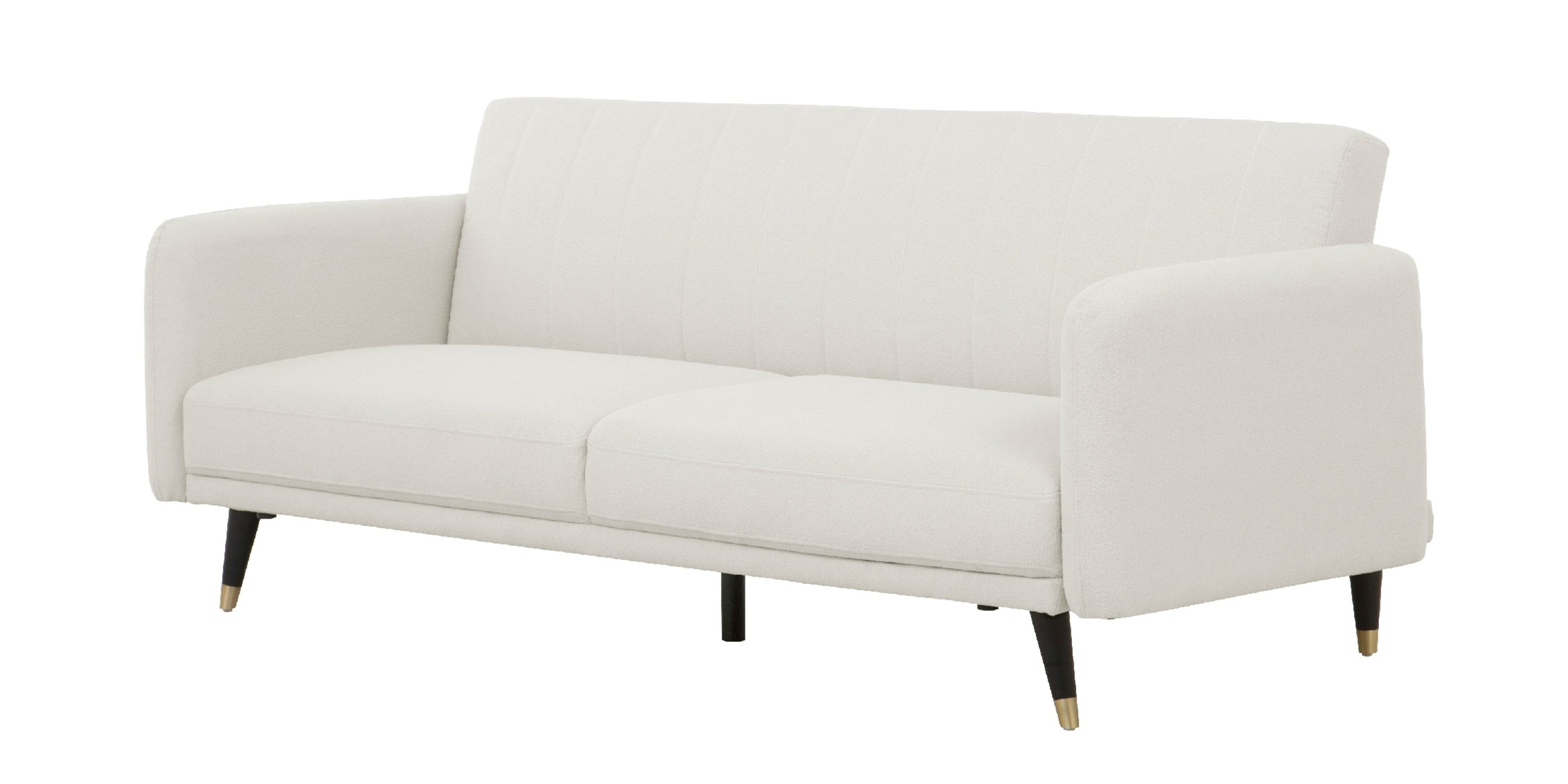 Sofa rozkładana Temmelig kremowa, boucle/czarne nóżki