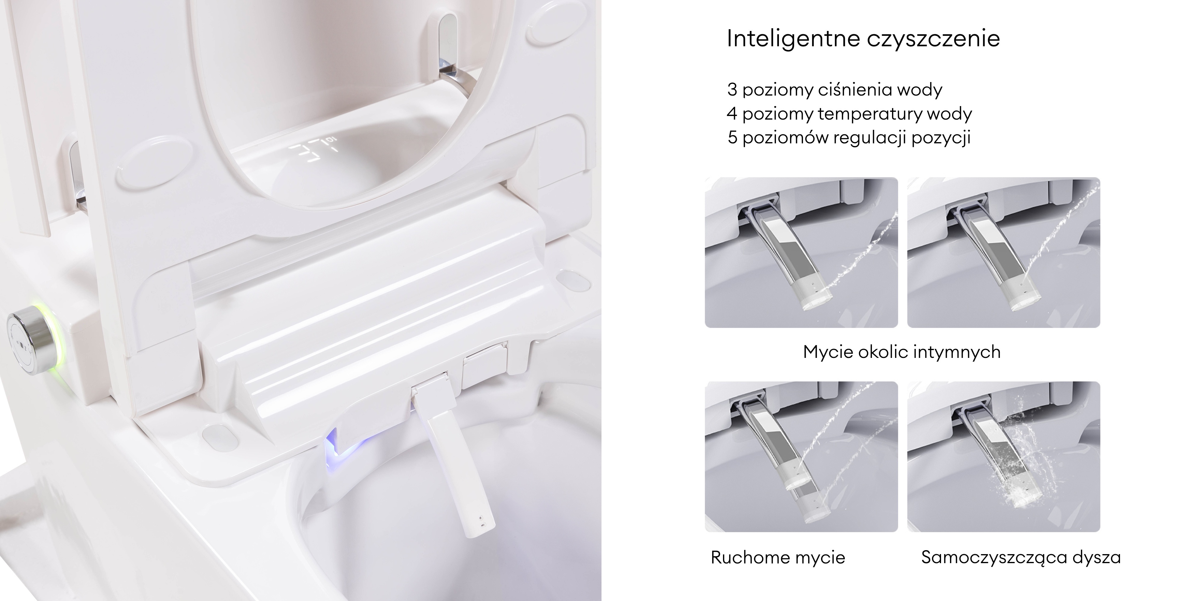 Inteligentna toaleta myjąca Alshi ze zbiornikiem, ceramiczna, biała