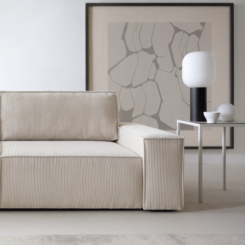 Sofa rozkładana Hustle z pojemnikiem jasnobeżowa sztruks