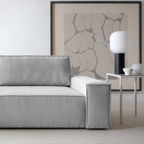 Sofa rozkładana Hustle z pojemnikiem jasnoszara sztruks