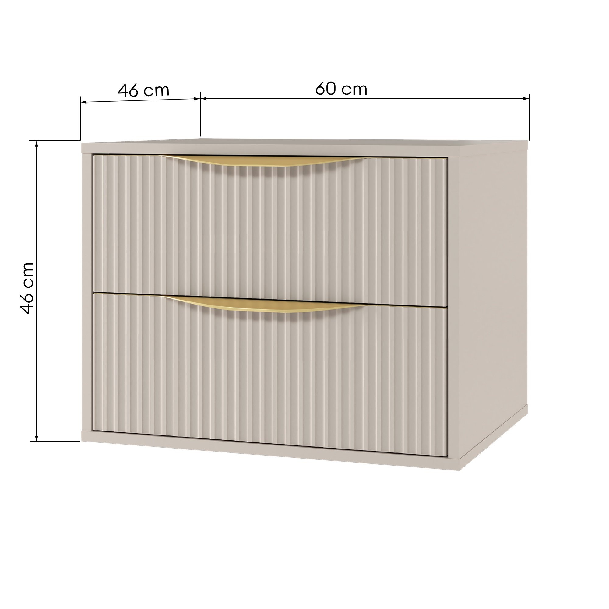 Szafka pod umywalkę nablatową Avila 2.0, 60 cm, ryflowana, złote uchwyty, kaszmir